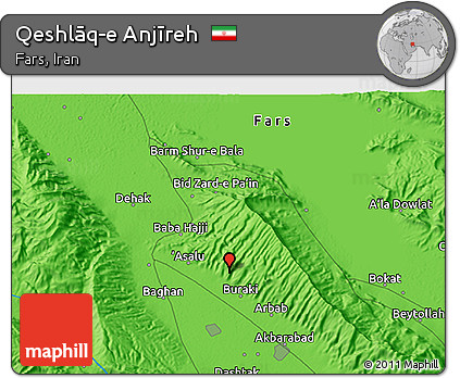 Political 3D Map of Qeshlāq-e Anjīreh