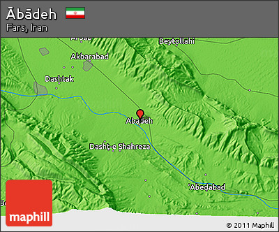 Political 3D Map of Ābādeh
