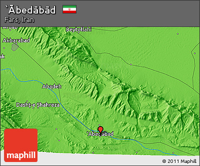 Political 3D Map of `Ābedābād