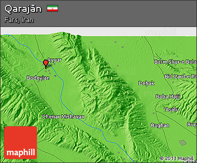 Political 3D Map of Qarajān