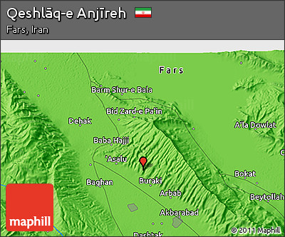 Political 3D Map of Qeshlāq-e Anjīreh