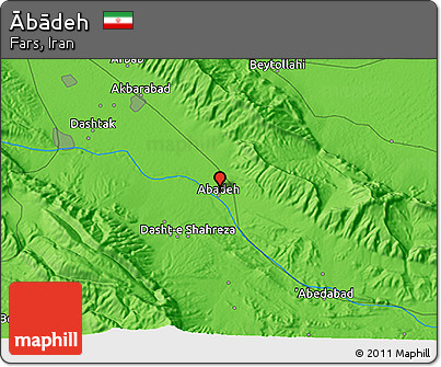 Political 3D Map of Ābādeh