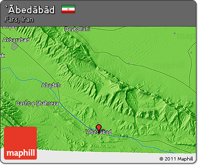 Political 3D Map of `Ābedābād