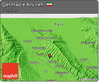 Political 3D Map of Qeshlāq-e Anjīreh