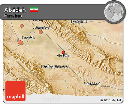 Satellite 3D Map of Ābādeh