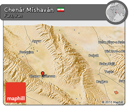 Satellite 3D Map of Chenār Mīshavān