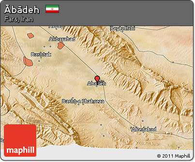 Satellite 3D Map of Ābādeh