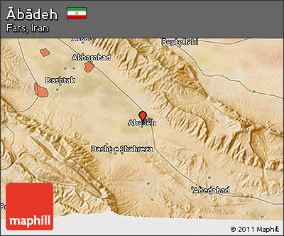 Satellite 3D Map of Ābādeh