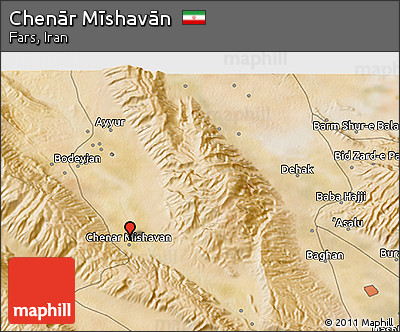 Satellite 3D Map of Chenār Mīshavān