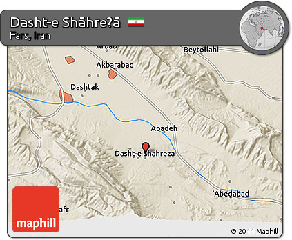 Shaded Relief 3D Map of Dasht-e Shāhreẕā
