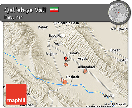 Shaded Relief 3D Map of Qal`eh-ye Valī