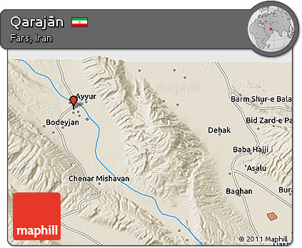Shaded Relief 3D Map of Qarajān