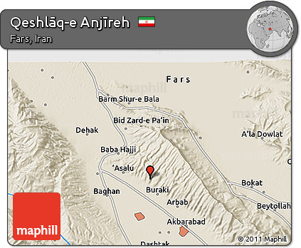 Shaded Relief 3D Map of Qeshlāq-e Anjīreh