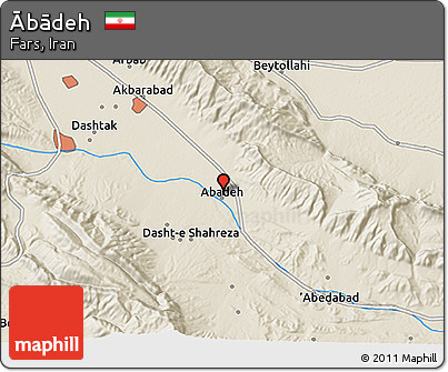 Shaded Relief 3D Map of Ābādeh