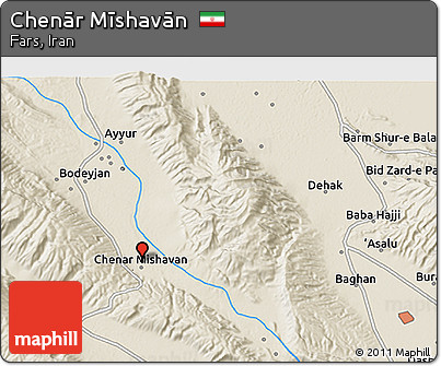 Shaded Relief 3D Map of Chenār Mīshavān