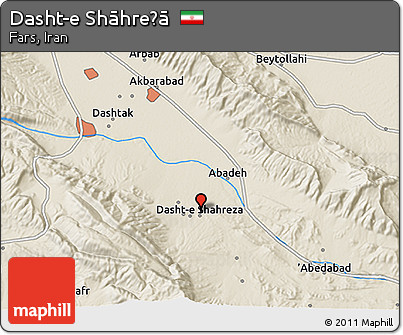 Shaded Relief 3D Map of Dasht-e Shāhreẕā