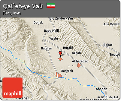 Shaded Relief 3D Map of Qal`eh-ye Valī