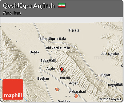 Shaded Relief 3D Map of Qeshlāq-e Anjīreh