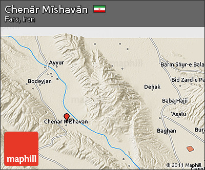 Shaded Relief 3D Map of Chenār Mīshavān