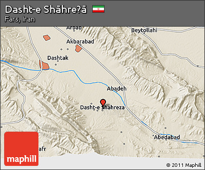 Shaded Relief 3D Map of Dasht-e Shāhreẕā