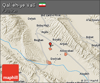 Shaded Relief 3D Map of Qal`eh-ye Valī