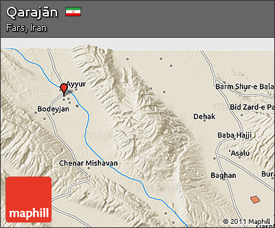 Shaded Relief 3D Map of Qarajān