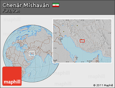 Gray Location Map of Chenār Mīshavān, hill shading