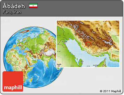 Physical Location Map of Ābādeh