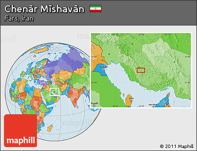 Political Location Map of Chenār Mīshavān