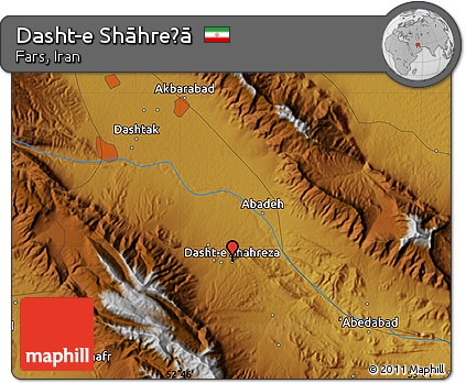 Physical Map of Dasht-e Shāhreẕā