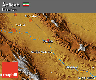 Physical Map of Ābādeh