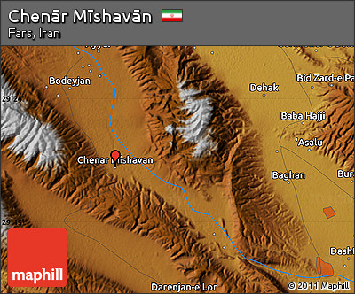 Physical Map of Chenār Mīshavān