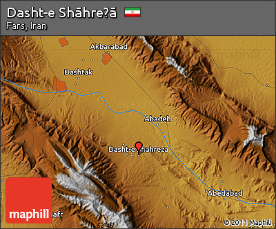 Physical Map of Dasht-e Shāhreẕā