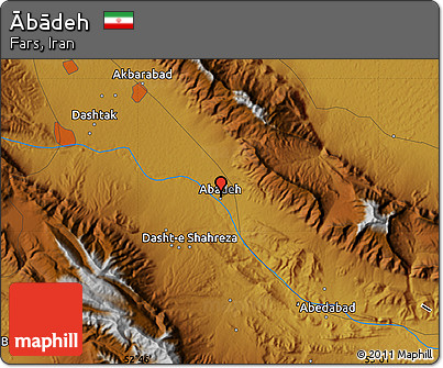 Physical Map of Ābādeh