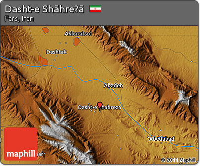 Physical Map of Dasht-e Shāhreẕā