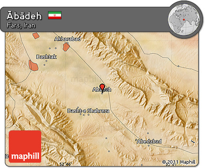 Satellite Map of Ābādeh