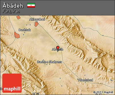 Satellite Map of Ābādeh