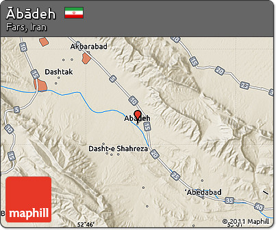 Shaded Relief Map of Ābādeh