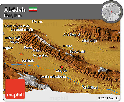 Physical Panoramic Map of Ābādeh