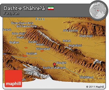 Physical Panoramic Map of Dasht-e Shāhreẕā