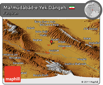 Physical Panoramic Map of Maḩmūdābād-e Yek Dāngeh