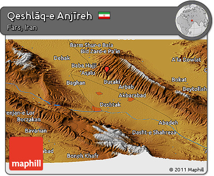 Physical Panoramic Map of Qeshlāq-e Anjīreh
