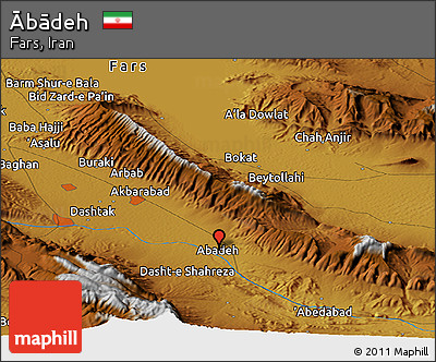 Physical Panoramic Map of Ābādeh
