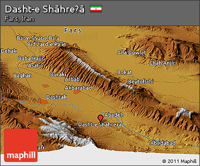 Physical Panoramic Map of Dasht-e Shāhreẕā