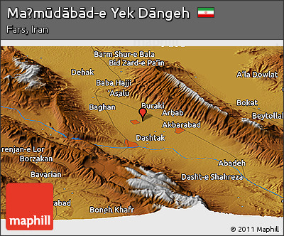 Physical Panoramic Map of Maḩmūdābād-e Yek Dāngeh