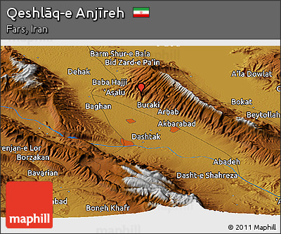 Physical Panoramic Map of Qeshlāq-e Anjīreh