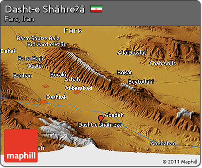 Physical Panoramic Map of Dasht-e Shāhreẕā