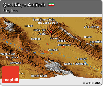 Physical Panoramic Map of Qeshlāq-e Anjīreh