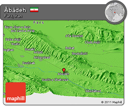 Political Panoramic Map of Ābādeh