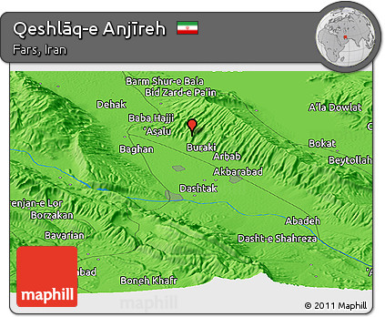Political Panoramic Map of Qeshlāq-e Anjīreh